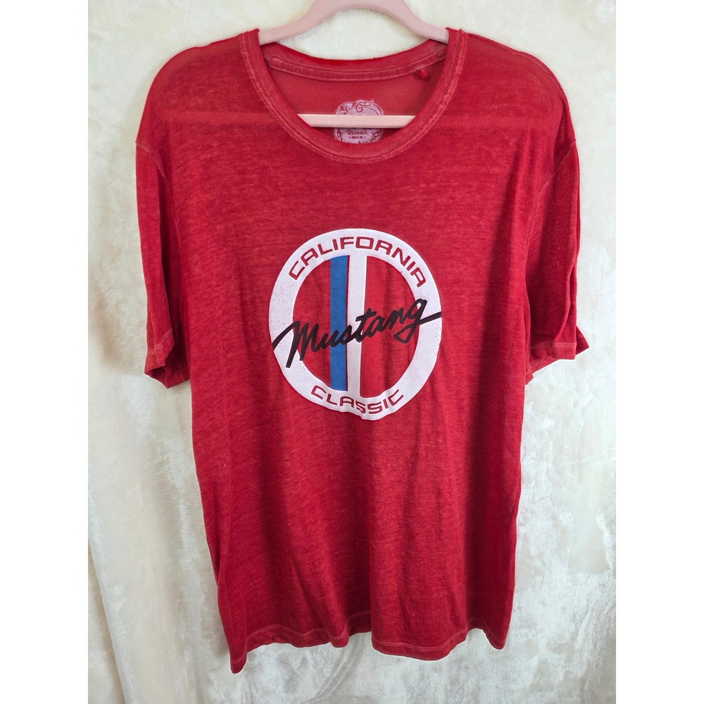 Lucky Brand California Mustang Classic Graphic Tee Red Burnout Mens Large